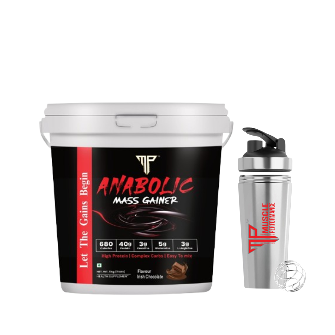 Muscle Performance Anabolic Mass Gainer With Steel Shaker 5kgs 11 LBS - Muscle Performance