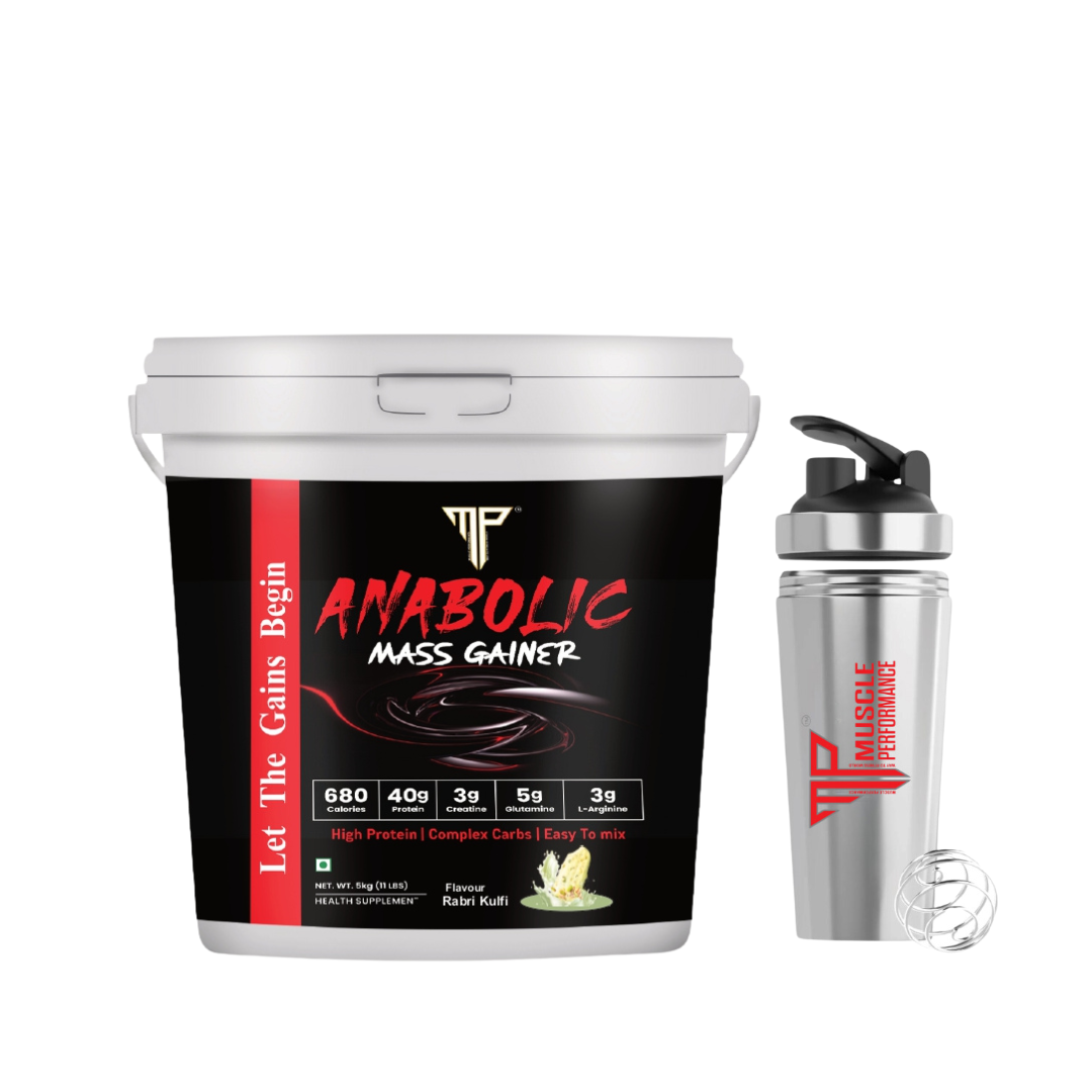 Muscle Performance Anabolic Mass Gainer With Steel Shaker 5kgs 11 LBS - Muscle Performance